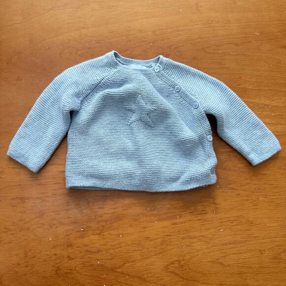 Zara Other - Zara Blue Seed Stitch Star Wrap Sweater Baby Boy Girl 1-3 Months Cotton
